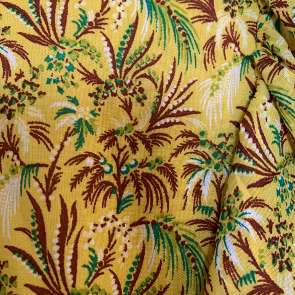 Ann Taylor Maxi Dress Medium Yellow Palm Tree Print Ruffle Sleeve Tropical NWOT - Picture 7 of 16